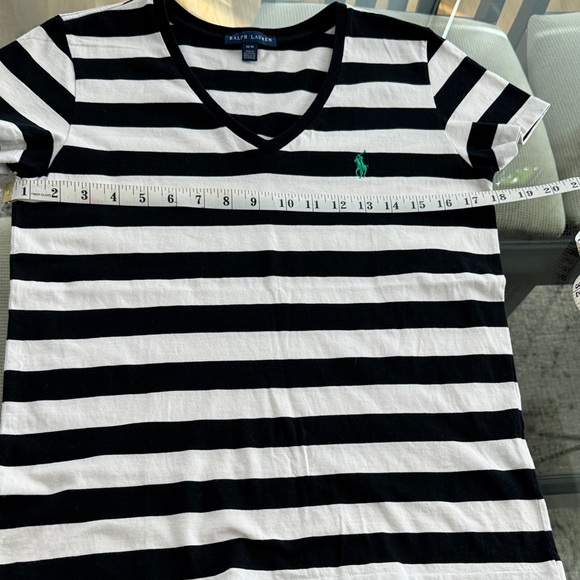 Ralph Lauren Black And White Striped Tee Shirt - Picture 1 of 4